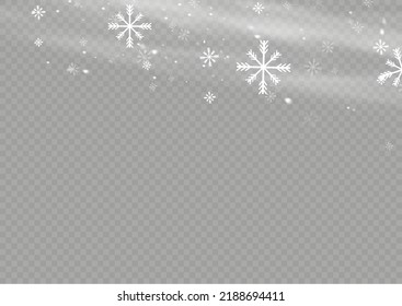 Winter und Schnee mit Nebel. Wind und Nebel. Schnee und Wind auf transparentem Hintergrund. Weißer Farbverlauf-Dekorationselement.Vektorgrafik. 