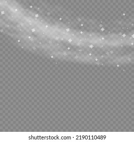 winter and snow with fog. wind and fog. Snow and wind on a transparent background. White gradient decorative element.vector illustration.