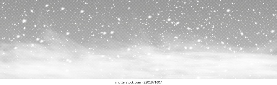 Winter and snow with fog. wind and fog. Snow and wind on a transparent background. White gradient decorative element. Mector illustration. Light, dust, winter, snowstorm, xmas, vector.