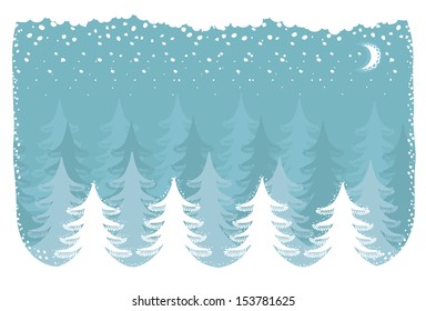 Winter snow forest.Vector christmas nature background for design