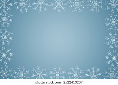 Winter snow frame. Christmas Snowflakes border. Snowy frame frozen background