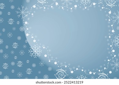 Winter snow frame. Christmas Snowflakes border. Snowy frame frozen background