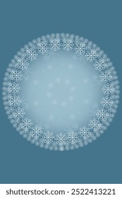 Winter snow frame. Christmas Snowflakes border. Snowy frame frozen background