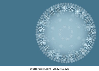 Winter snow frame. Christmas Snowflakes border. Snowy frame frozen background