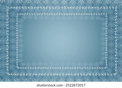 Winter snow frame. Christmas Snowflakes border. Snowy frame frozen background