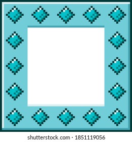 Winter snow frame square, pixel art icon. For illustration, advertising, print, web, poster, icon, pictogram, packaging.