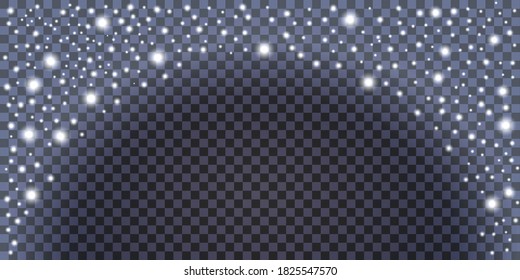 Winterschnee glitzert, fallende Schneeflocken Weihnachtsdekoration. Vektorgrafik