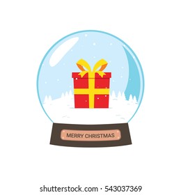 Winter Snow globe with a big gift box inside