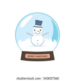Winter Snow globe with happy snowman inside
