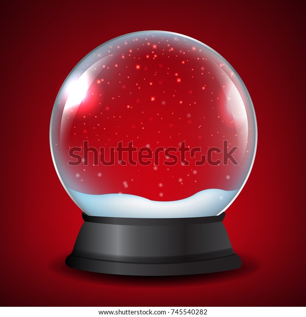 Winter Snow Globe With Red Background With\
Gradient Mesh, Vector\
Illustration