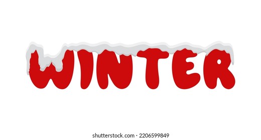 Invierno con nieve y hielo. Texto rojo Invierno con nieve aislada. ilustración vectorial eps10