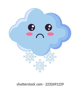 winter snow kawaii sky icon isolated