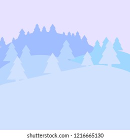 Winter snow landscape background vector illustration flat desing