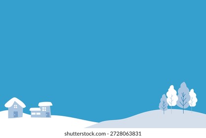 Fondo de marco de ilustración de paisaje de nieve de invierno