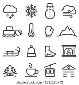 Winter And Snow Line Icons