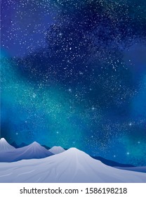 Winter snow makeup, christmas, starry sky watercolor style