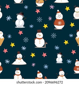 winter snow men pattern design with dark blue