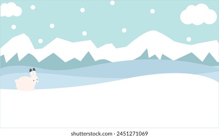 Winter snow mountain illustration background material
