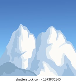 winter snow mountains against a blue sky. nature. vector illustration