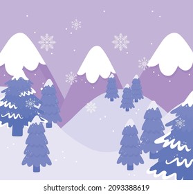 montaña de nieve de invierno y paisaje arbolado