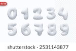 Winter Snow numbers realistic 3d design isolated on background. Set of numbers from 0 to 9 made from snowy white texture. vector illustration