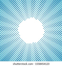 Winter snow round sunburst halftone blue pattern