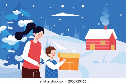 Winter snow scene solar terms illustration winter character outdoor event poster