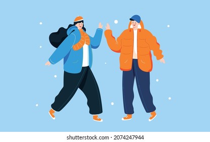 Winter snow scenery figure illustration light snow solar term outdoor activity Poster