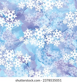 Patrón ininterrumpido de nieve en invierno. Brillantes vacaciones de invierno. Nubes nevadas onduladas y onduladas. Fondo moderno para gráficos de navidad.