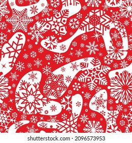 Winter snow seamless pattern. Christmas holiday snowflakes icon decorative background.