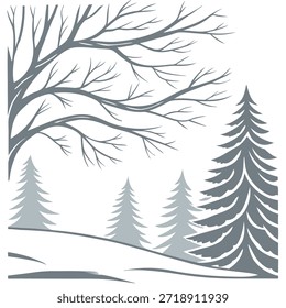 Winter Schnee nahtloses Muster mit schneebedeckten Wald gefrorenen Bäumen und schneebedeckten Zweigen für ein kaltes Winter Wald-Effekt-Konzept als Schneebedeckter Wald Winter Schnee-Muster mit gefrorenen Bäumen und schneebedeckten Zweigen für eine kalte winterliche Atmosphäre in Foto Stock Konzept und leerem Raum auf der linken Seite, kein Text —ar 7:2 —tile