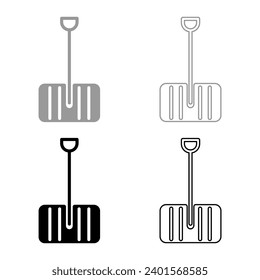Invierno juego de limpieza de palas de nieve icono color negro gris ilustración vectorial contorno de contorno de relleno sólido línea delgado estilo plano