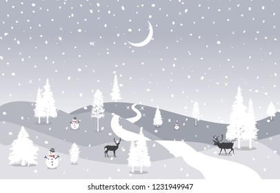 Winter Snow Snowflake Pine Nature Illustration Landscape