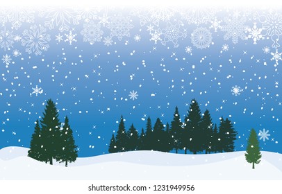 Winter Snow Snowflake Pine Nature Illustration Landscape