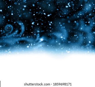 Winter snow storm on dark blue background. Vector illustration.