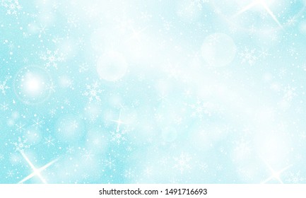 Winter snow texture. Vector illustration. Blue sky. Falling snow. Winter crystal. Christmas texture.