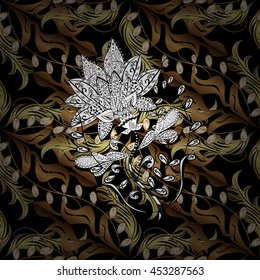 Winter snow texture wallpaper. Symbol holiday, New Year celebration vector golden pattern with golden elements. Christmas gold snowflake seamless pattern. Golden snowflakes on colors.