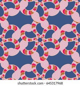 Winter snow texture wallpaper. Symbol holiday, New Year celebration vector colorful pattern. Christmas colorful snowflake seamless pattern. Vintage snowflakes on blue background.