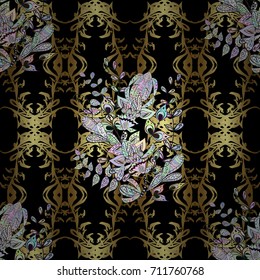 Winter snow texture wallpaper. Symbol holiday, New Year celebration vector white pattern. Christmas white snowflake seamless pattern. White snowflakes on black background.
