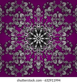Winter snow texture wallpaper. White snowflakes on magenta background. Symbol holiday, New Year celebration vector white pattern. Christmas white snowflake seamless pattern.