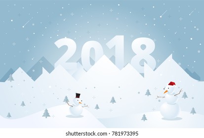 Winter snow town design scene. background illustration