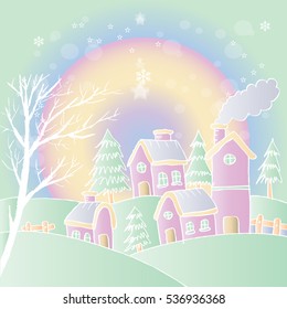 Winter Snow Urban Countryside Landscape City Village