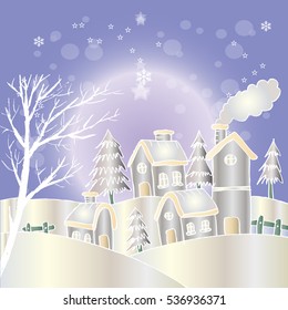 Winter Snow Urban Countryside Landscape City Village