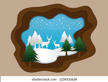 Winter snow urban countryside.and the nature of the forest during the cold season. and the Christmas and happy New Year. and the design of origami or paper cutting. and used as background.