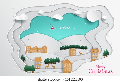 Winter snow urban countryside.and the nature of the forest during the cold season. and the Christmas and happy New Year. and the design of origami or paper cutting. and used as background.