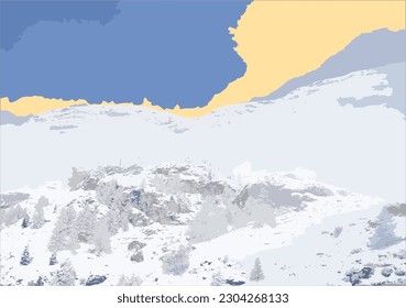 winter snow uses gradient color Highlight the brightness with yellow.