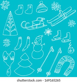 Winter and snow utensils. Vector