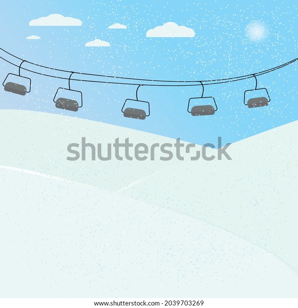 winter snow is a vector illustration of the\
winter landscape, snow drifts, snowflakes , and ski lift riding.\
Greeting cards for Christmas and New\
Year