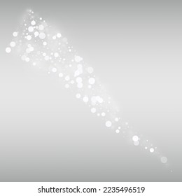 Winter Snow Vector Silver Background. Sky Snowfall Illustration. White Abstract Holiday. Xmas Snowflake Wallpaper.