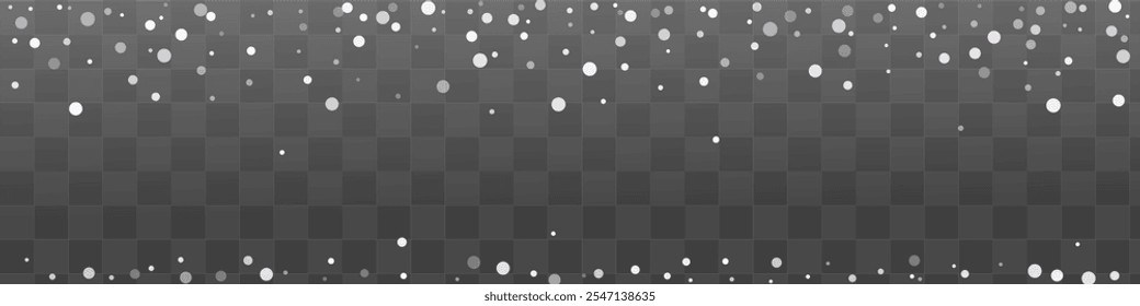 Winter Snow Vector Transparent Panoramic Background. New Snowfall Illustration. Gray Holiday Texture. Fantasy Snowflake Design.
